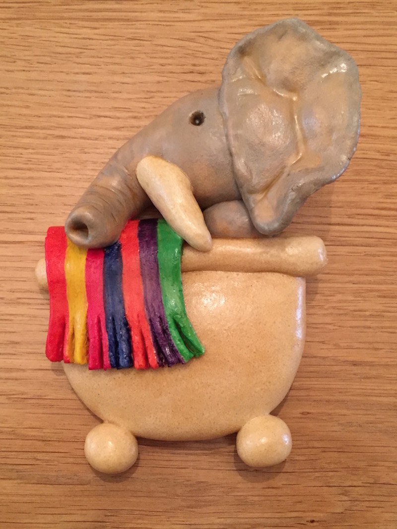 salt dough elephant in a bath
